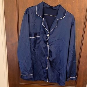 Blue silk pajamas